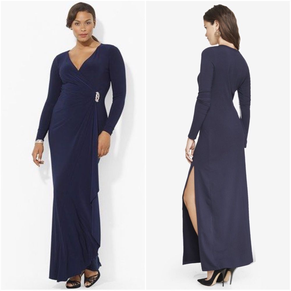 Lauren Ralph Lauren Long-Sleeve Jersey Gown - Picture 4 of 9